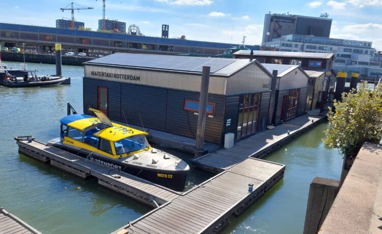 A moored Watertaxi in Rotterdam, Netherlands