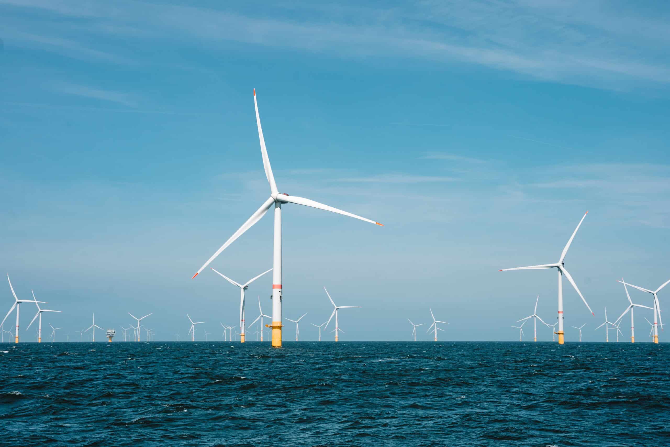 A field of wind turbines in the North Sea